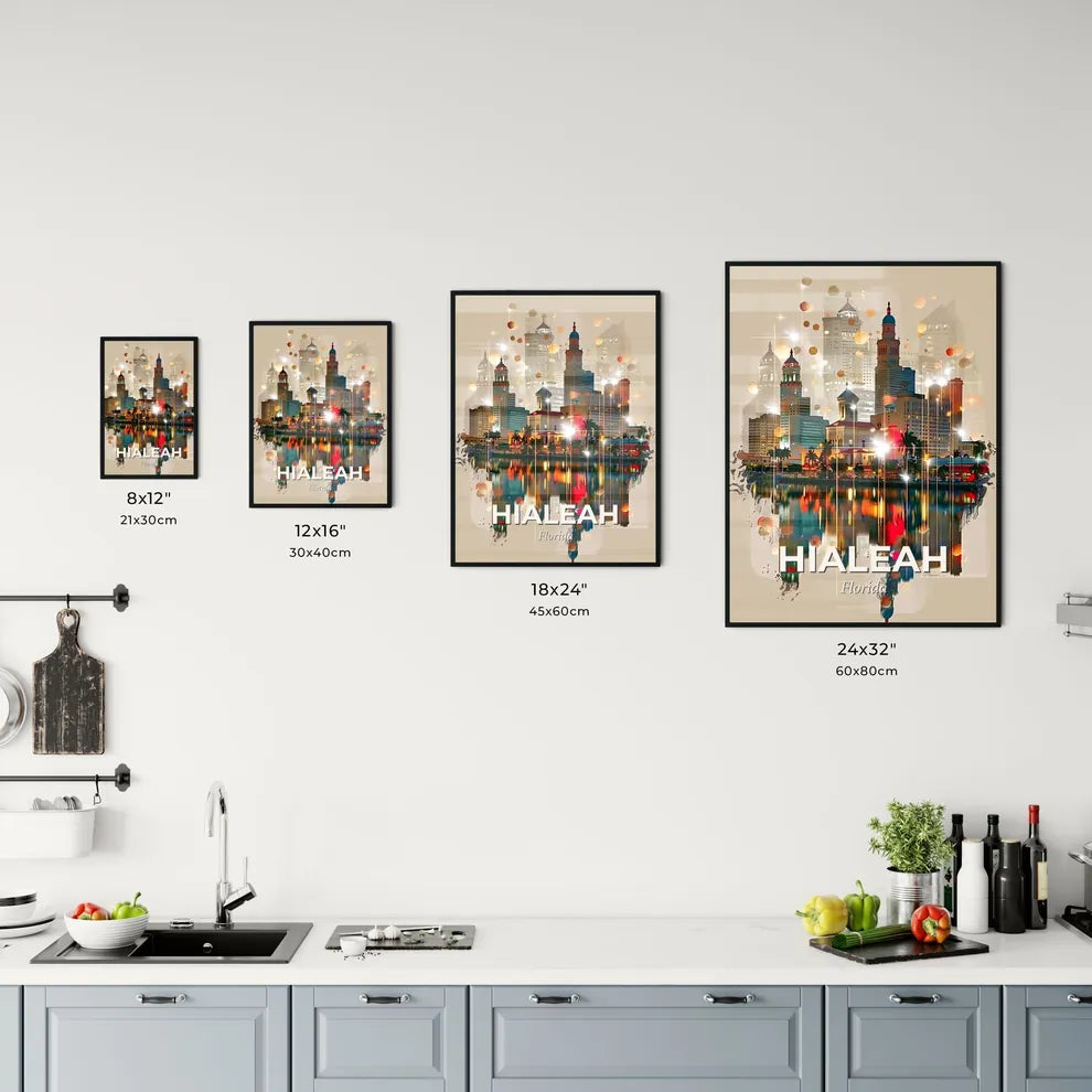 Hialeah Skyline Composite Art Poster Office Art