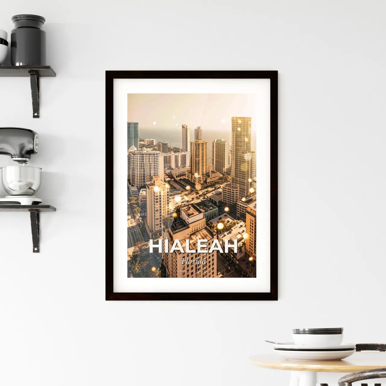 Hialeah City Skyline Double Exposure Art Framed Print