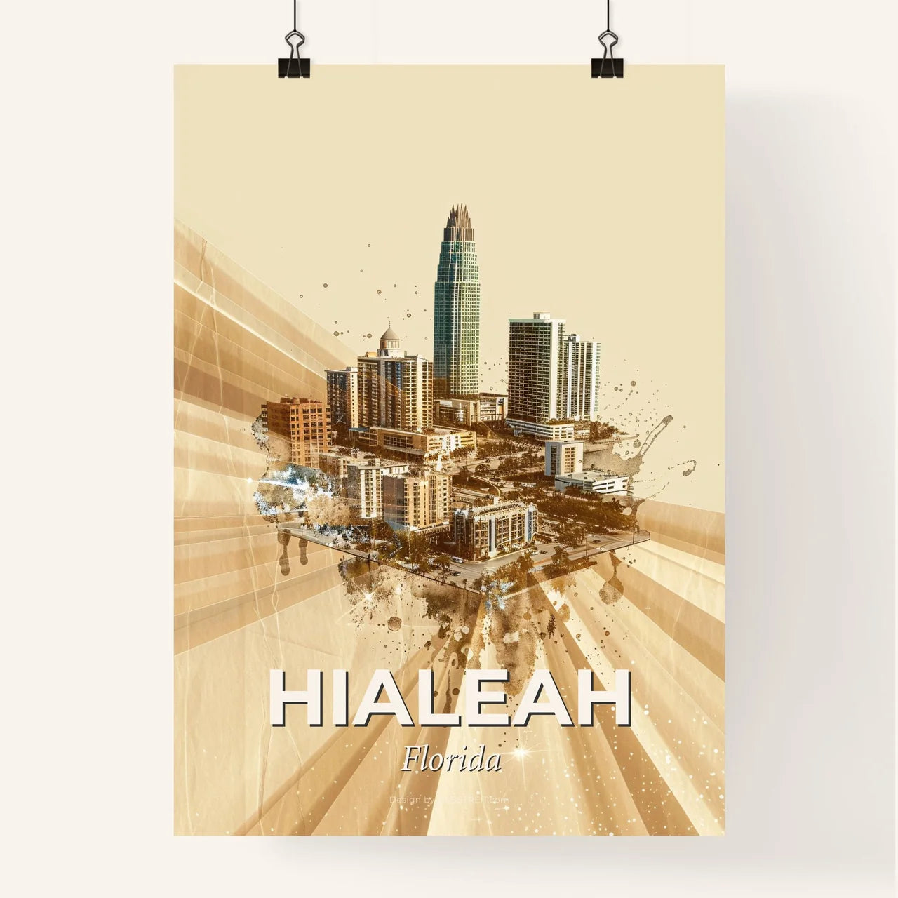 Hialeah Skyline Composite Art with Shimmering Accents Poster
