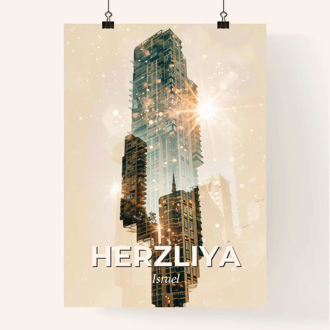 Herzliya Skyline Composite Art: Vibrant Cityscape Poster
