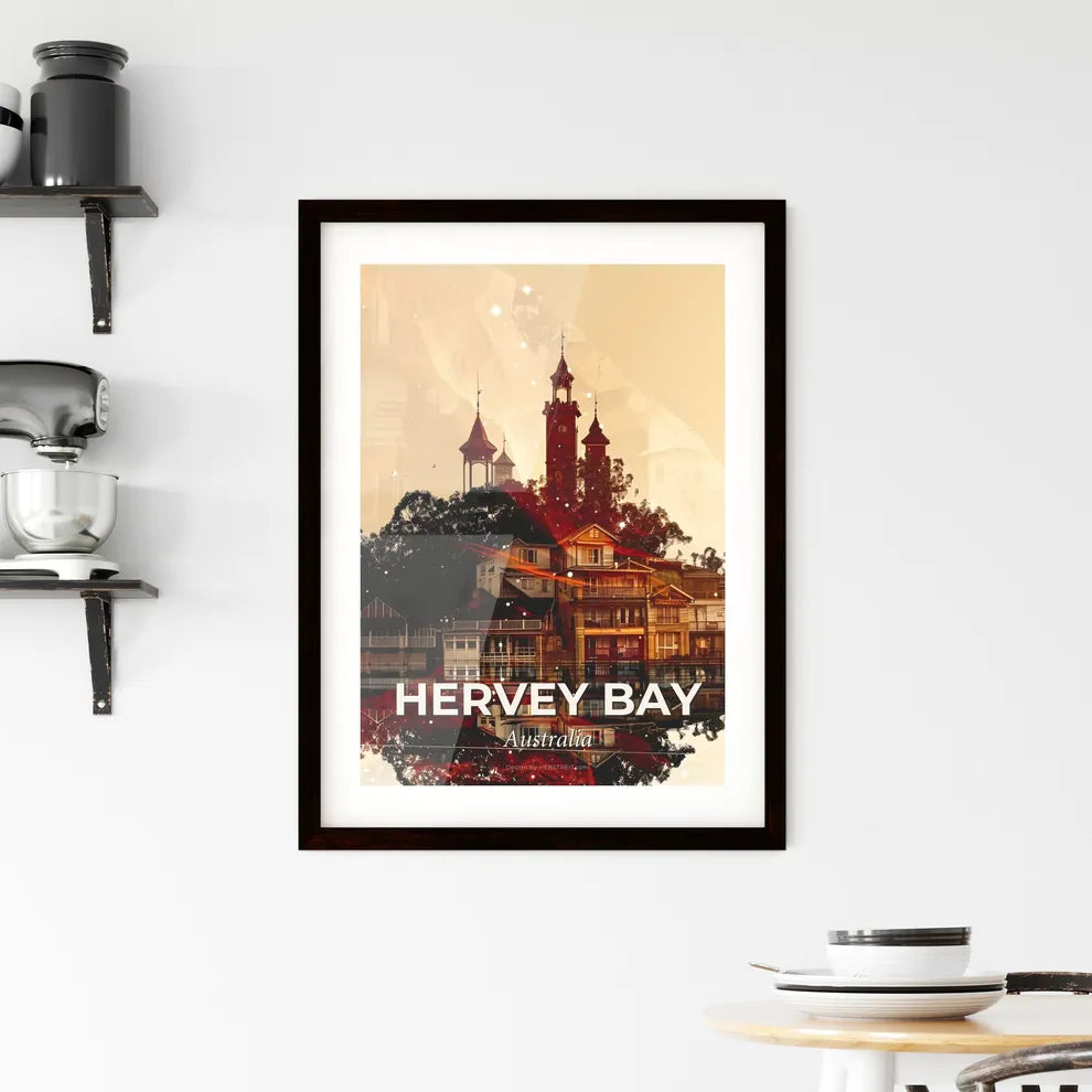 Hervey Bay Double Exposure Composite Skyline Art Framed Print