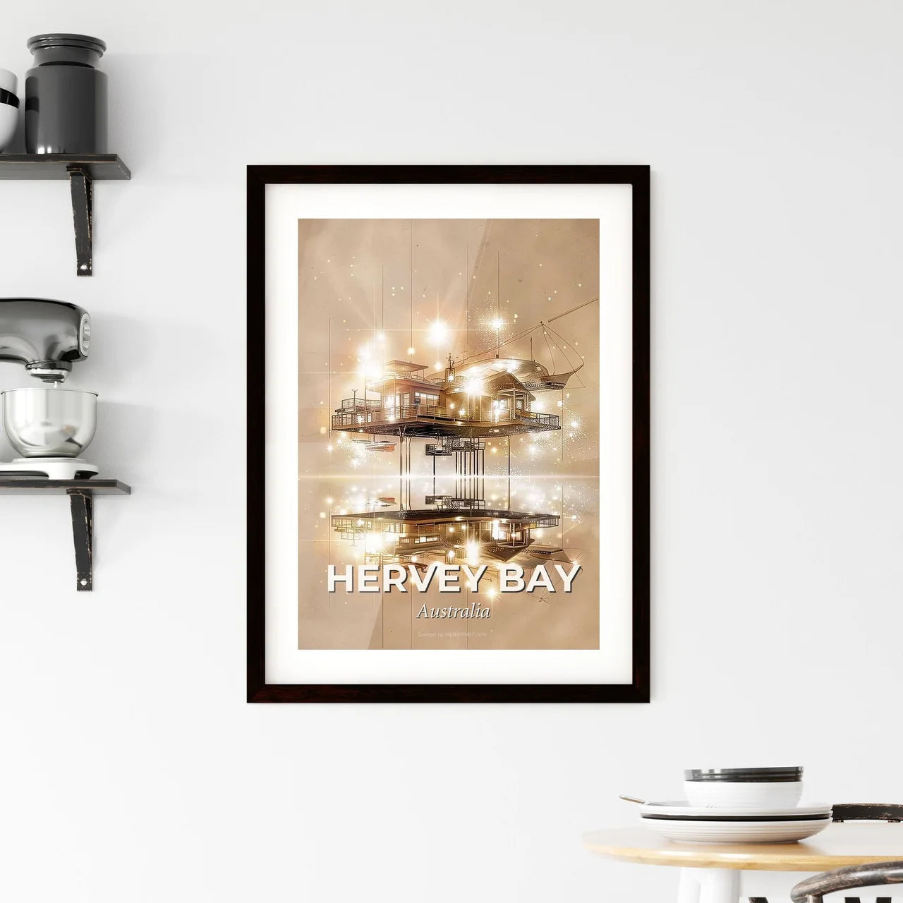 Hervey Bay Skyline Double Exposure Composite Art Framed Print