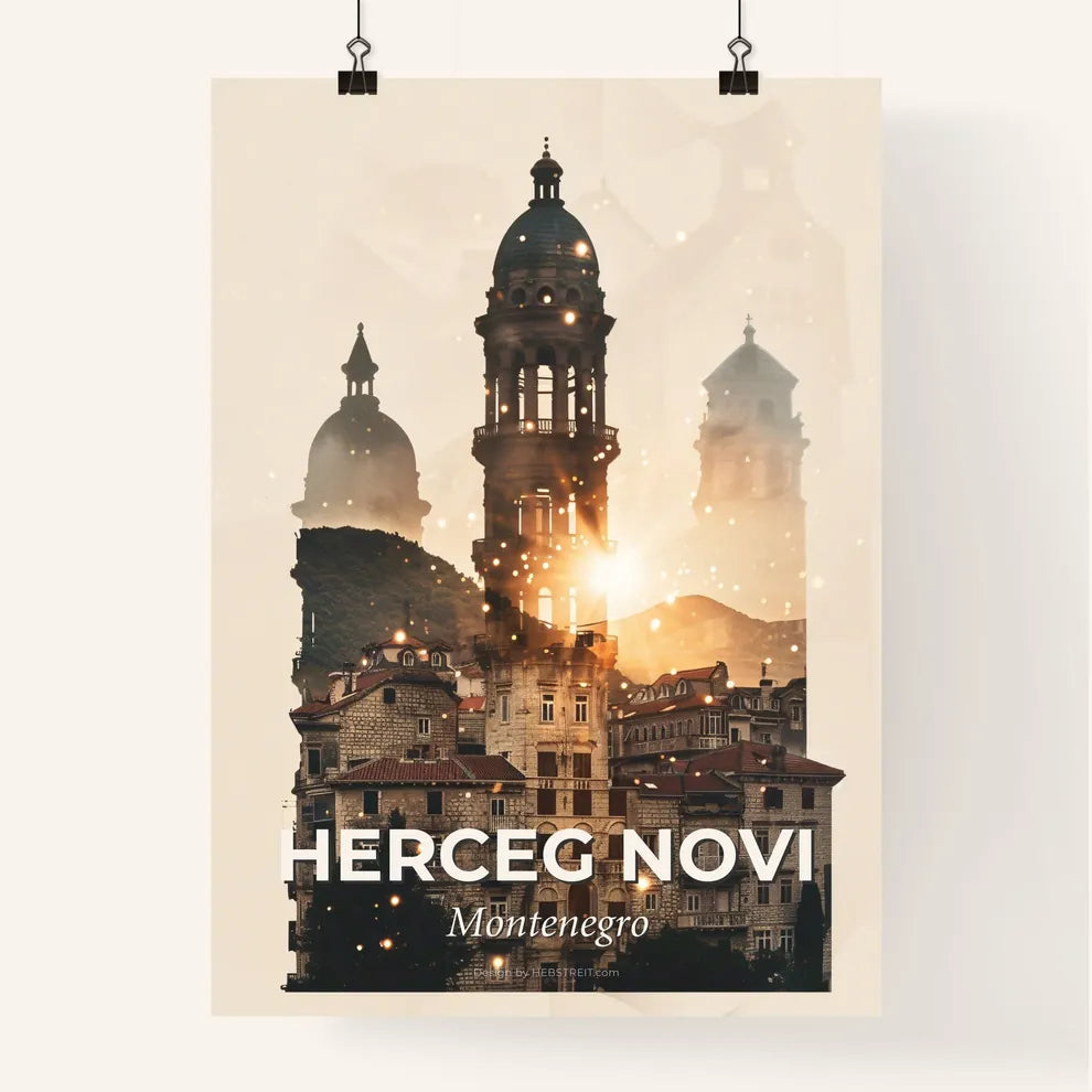 Herceg Novi Montage Double Exposure Skyline Artwork Poster