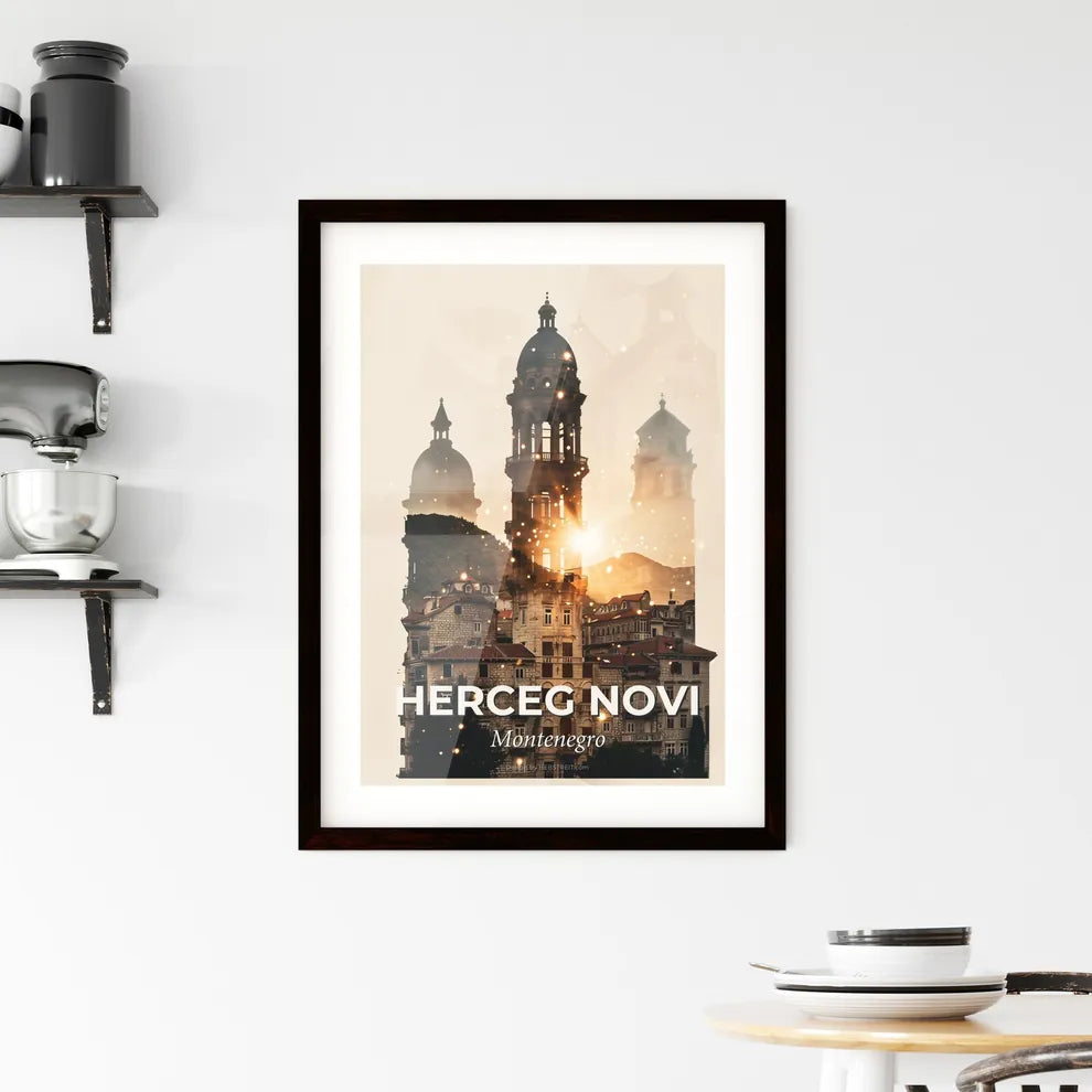 Herceg Novi Montage Double Exposure Skyline Artwork Framed Print