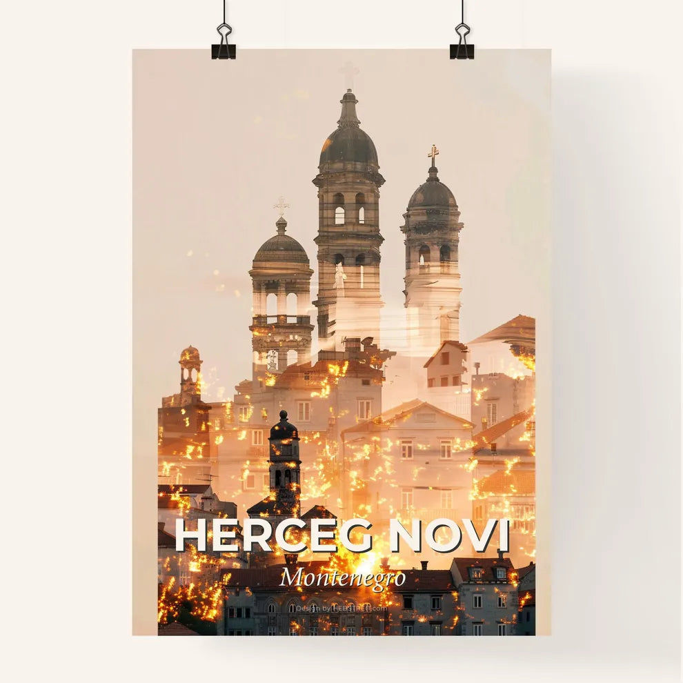 Herceg Novi skyline double exposure art poster Poster