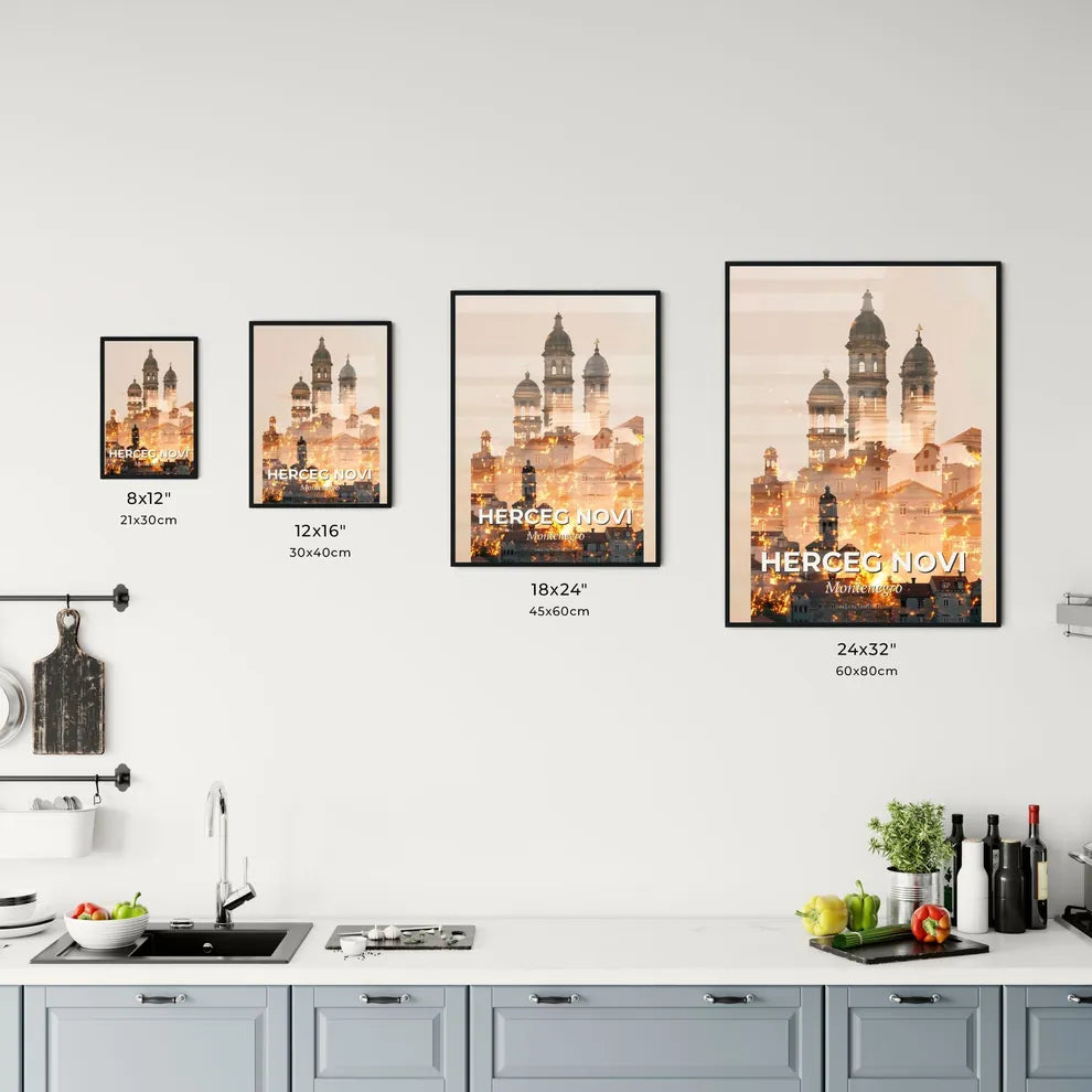 Herceg Novi skyline double exposure art poster Office Art