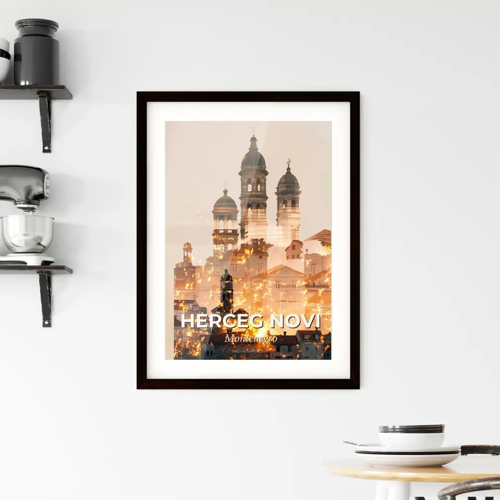 Herceg Novi skyline double exposure art poster Framed Print