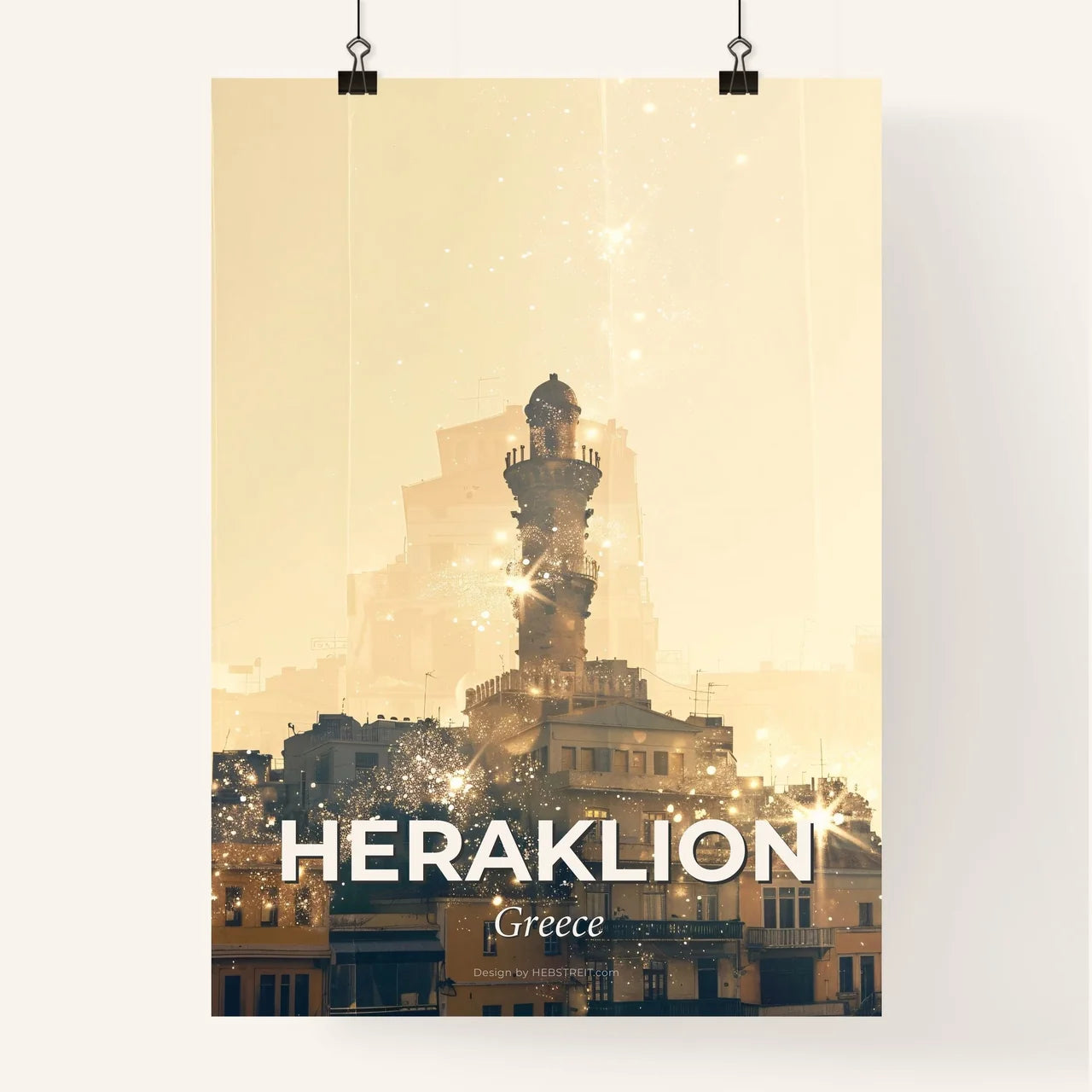 Heraklion Art Skyline Bright Pastel Poster Poster
