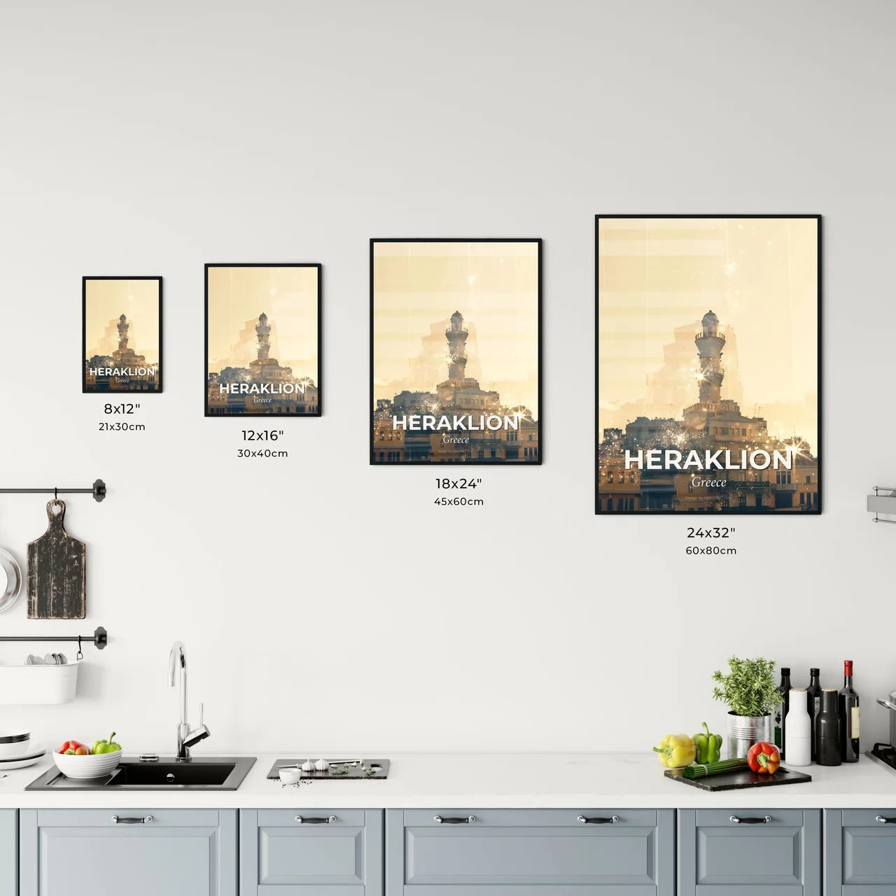 Heraklion Art Skyline Bright Pastel Poster Office Art