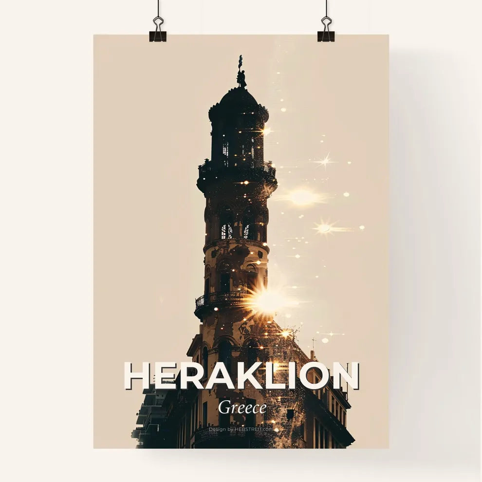 Heraklion Skyline City Silhouette Poster Art Poster