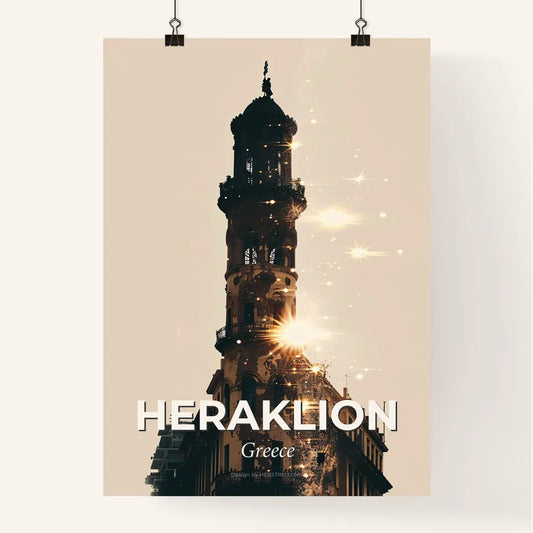 Heraklion Skyline City Silhouette Poster Art Poster