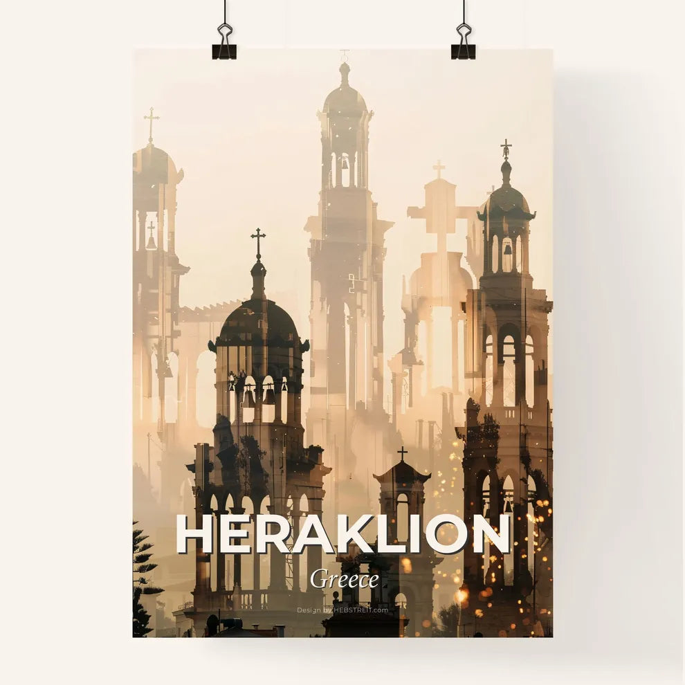 Heraklion City Skyline Art Poster