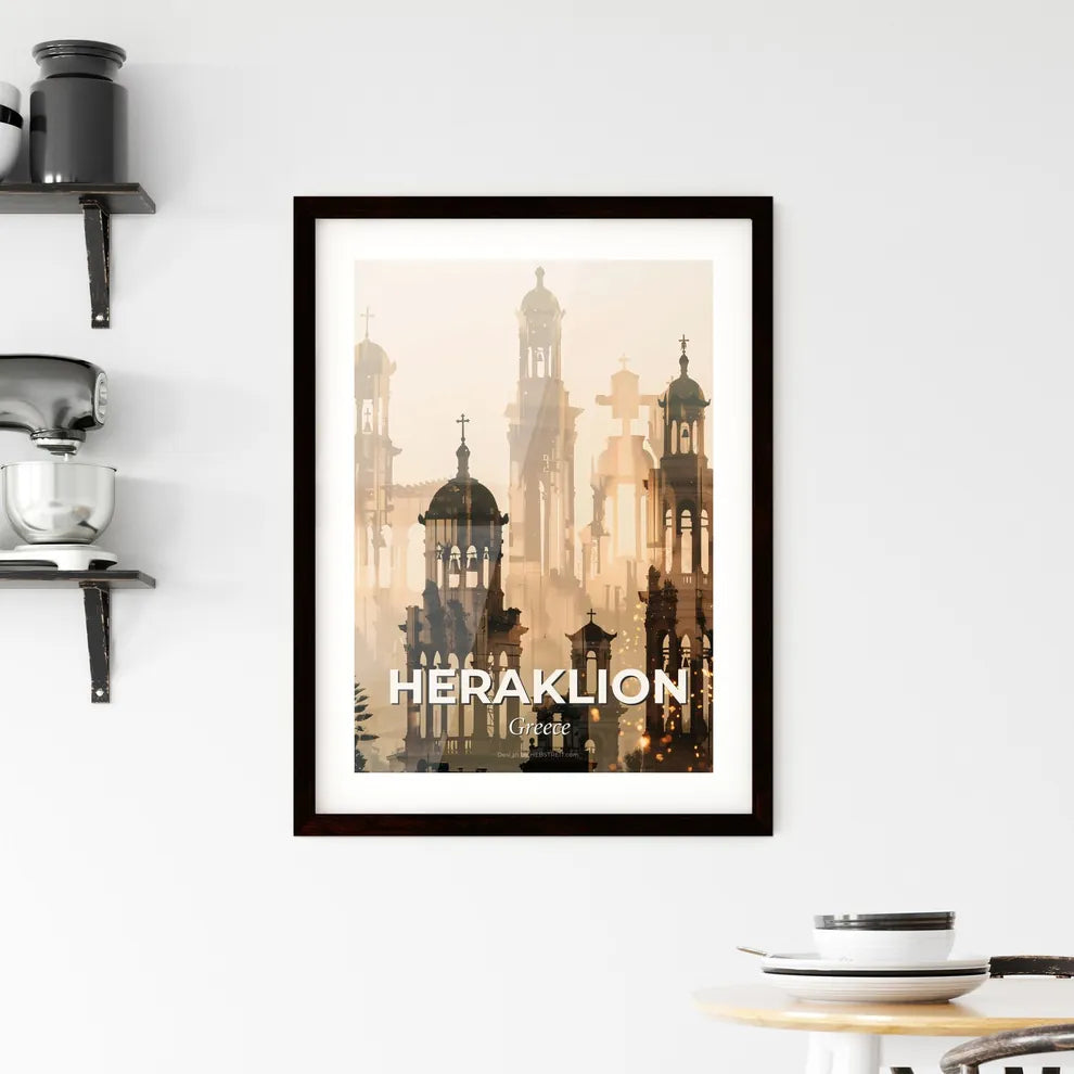Heraklion City Skyline Art Framed Print