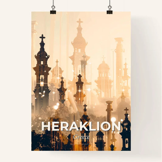 Heraklion City Skyline Double Exposure Poster Poster