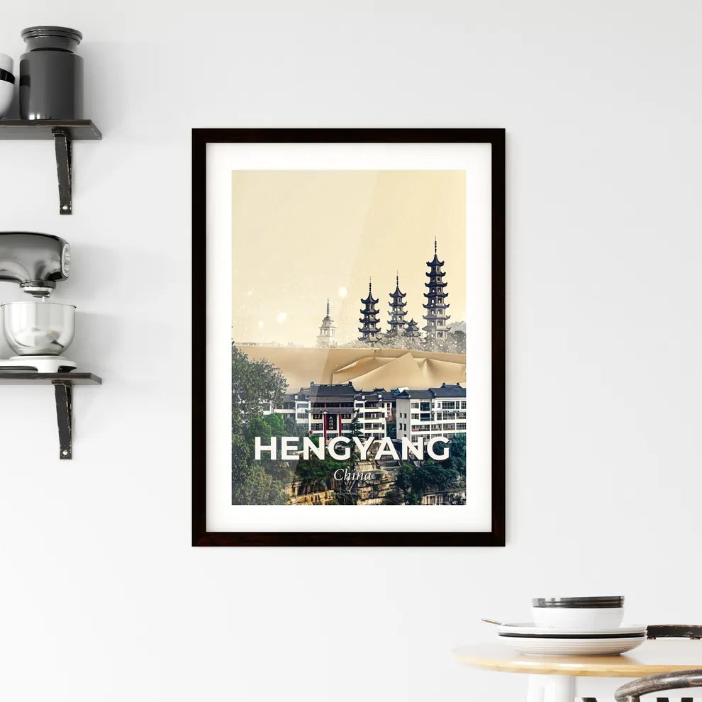 Hengyang, China: Double Exposure Skyline Art Framed Print