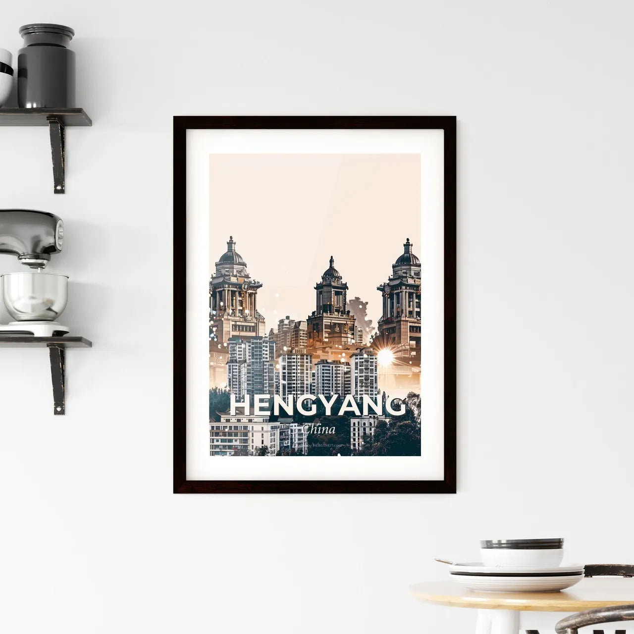Hengyang Skyline: Local Architecture in Vibrant Hues Framed Print