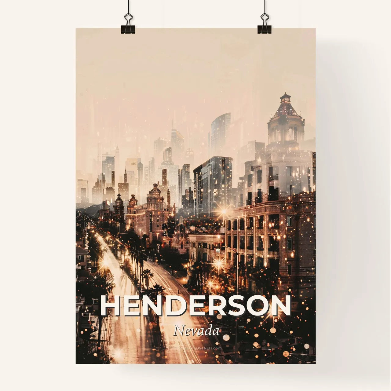 Henderson Skyline Composite Art, Beige, Bright Poster