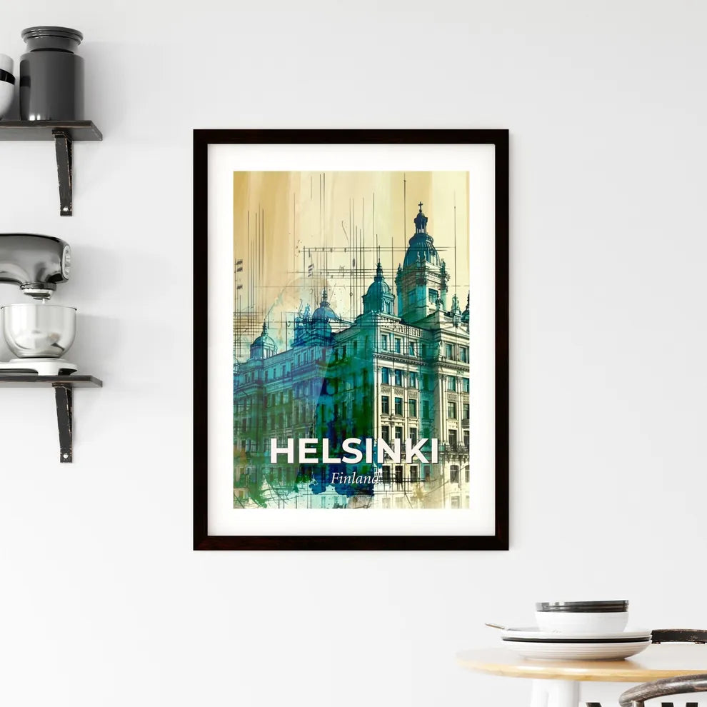 Helsinki Skyline Composite Art Poster Framed Print