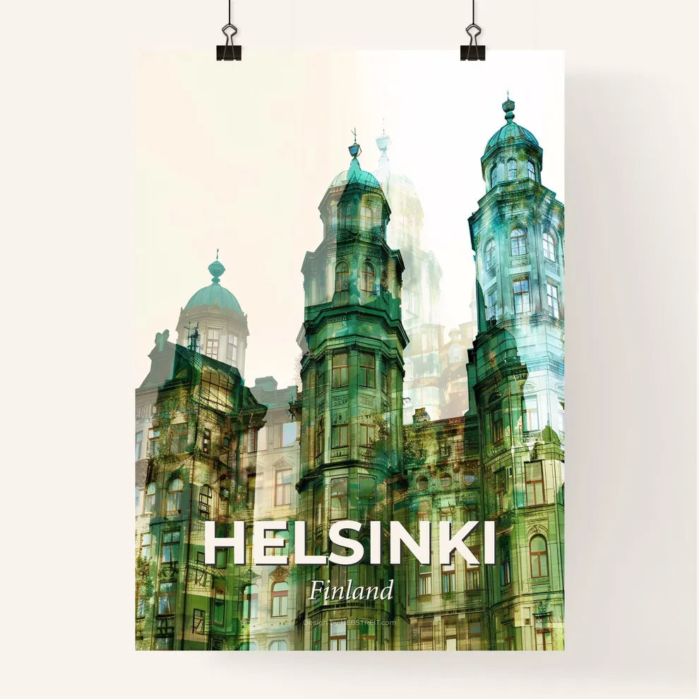 Helsinki Skyline Beige Lightscape Poster Poster