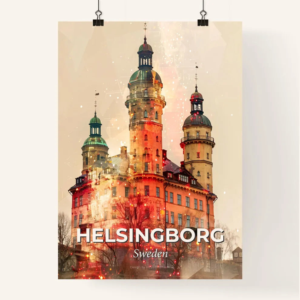 Helsingborg City Skyline Double Exposure Art Print Poster