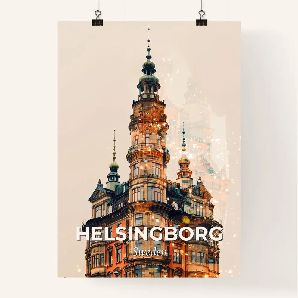 Helsingborg City Skyline Double Exposure Composite Poster