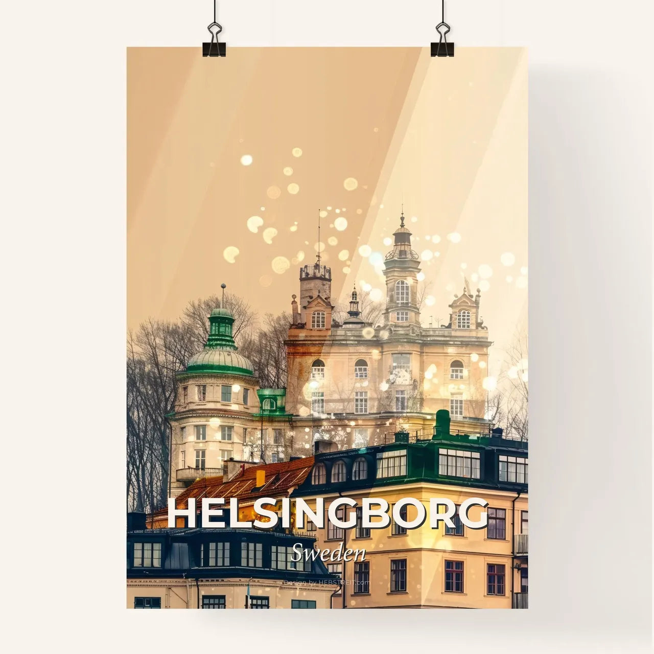 Helsingborg Double Exposure Skyline Art Poster Poster