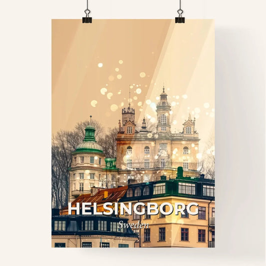 Helsingborg Double Exposure Skyline Art Poster Poster