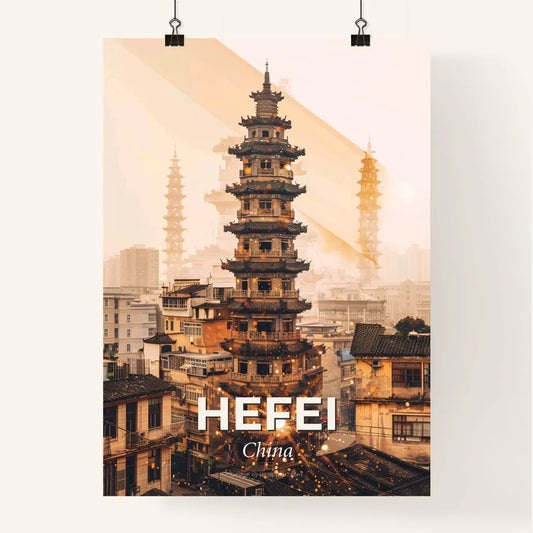 Hefei City Skyline Art Print With Sparks Poster