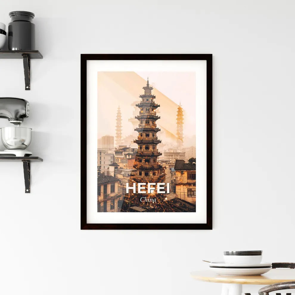 Hefei City Skyline Art Print With Sparks Framed Print