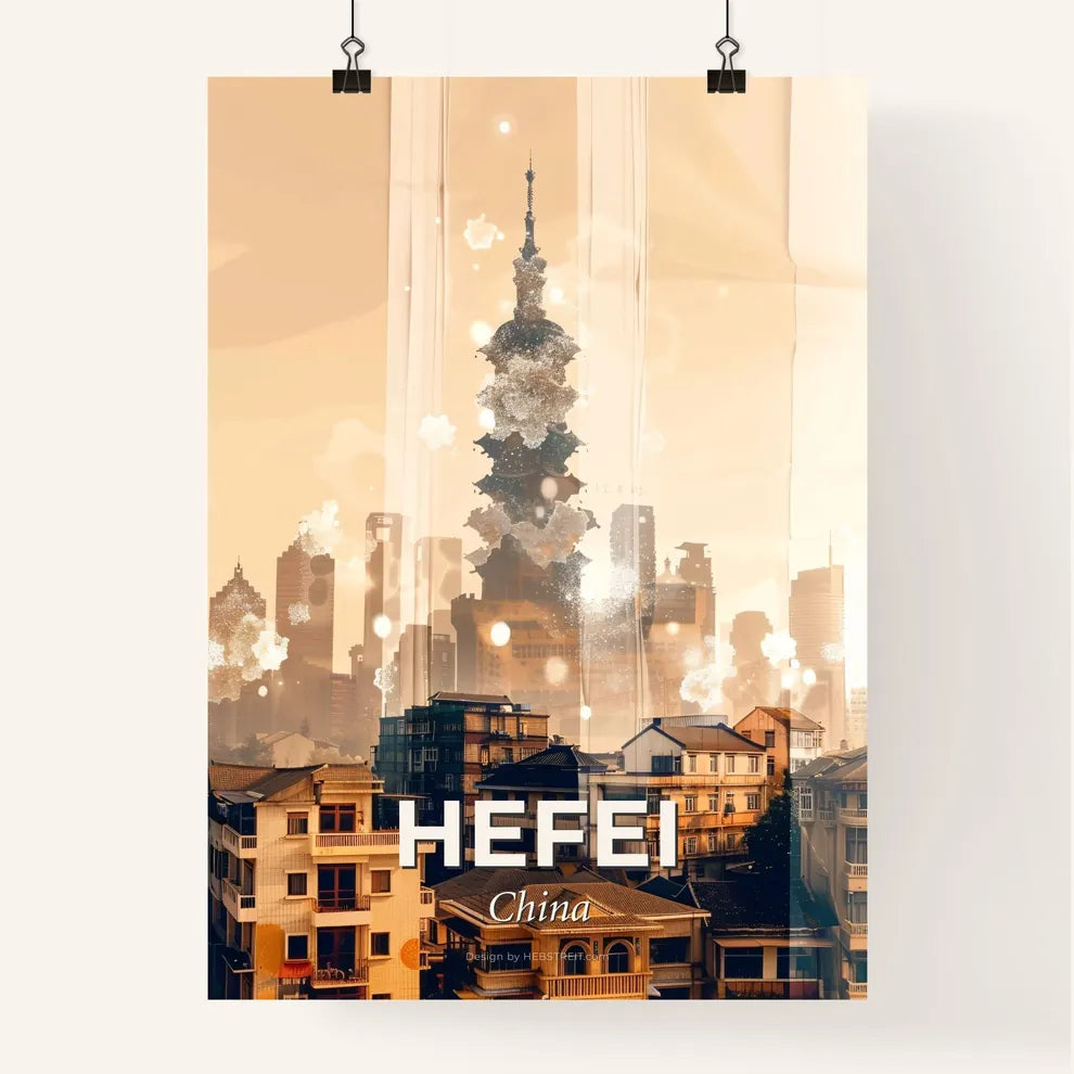 Hefei Skyline Double Exposure Art Print Poster