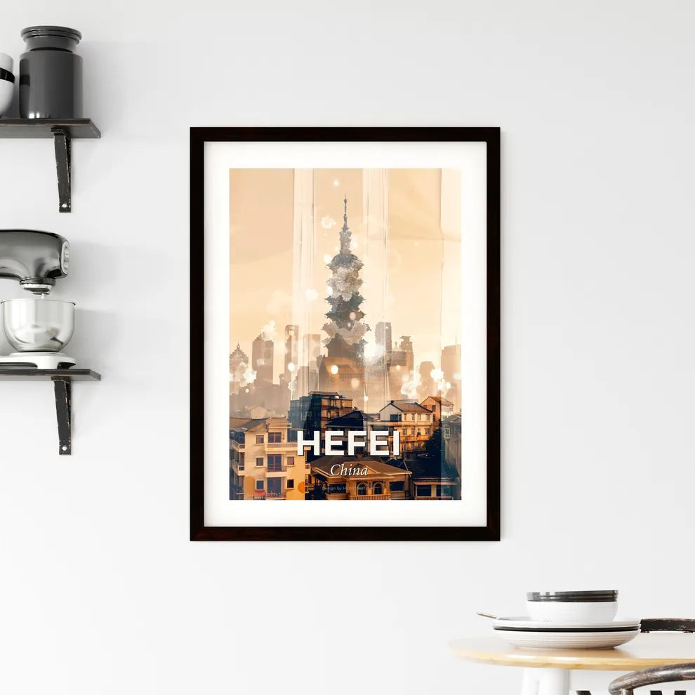 Hefei Skyline Double Exposure Art Print Framed Print