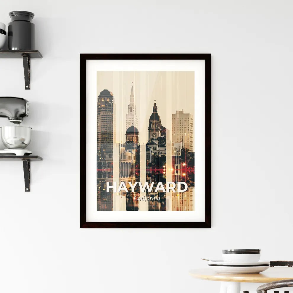 Hayward City Skyline Artwork Framed Print