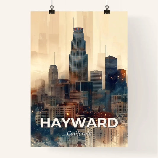 Hayward City Skyline Night Lights Art Poster Poster