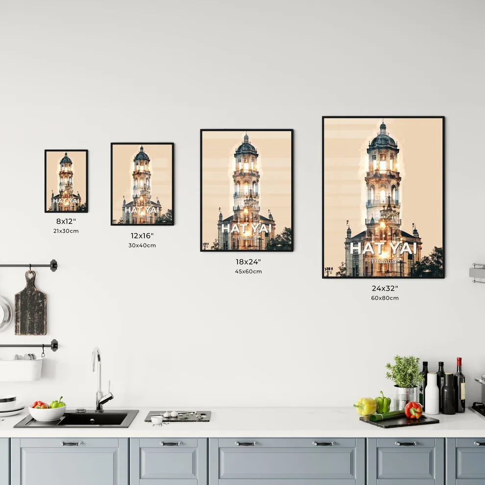 Hat Yai Skyline Double Exposure Poster Office Art