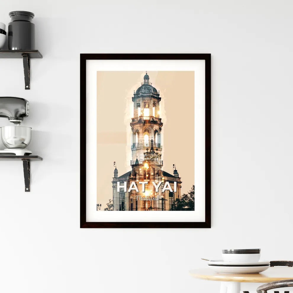Hat Yai Skyline Double Exposure Poster Framed Print