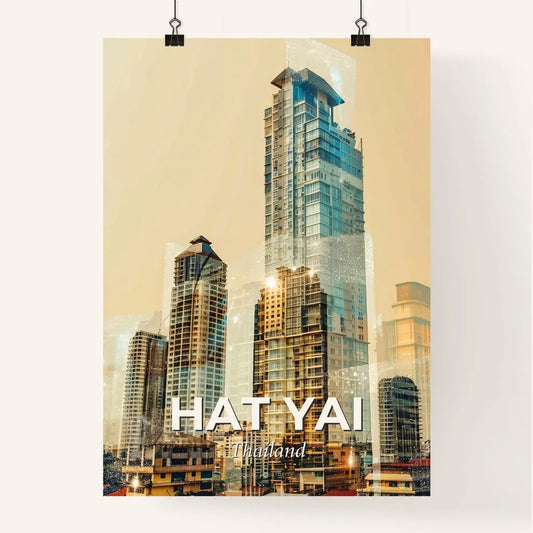 Hat Yai Skyline Imaginary Art on Beige Poster