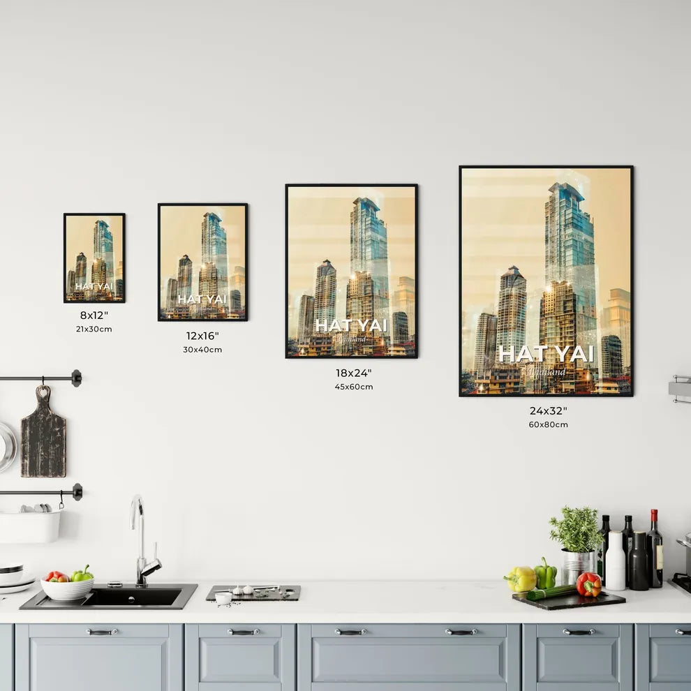 Hat Yai Skyline Imaginary Art on Beige Office Art