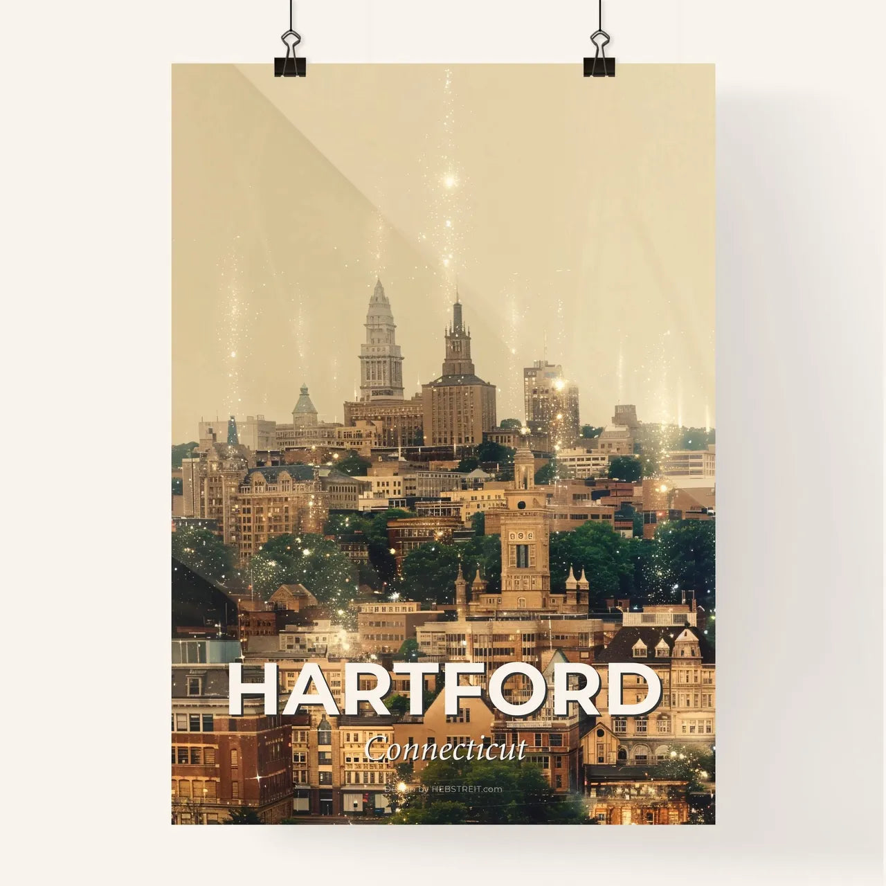 Hartford Cityscape Sparkle Art Poster Poster