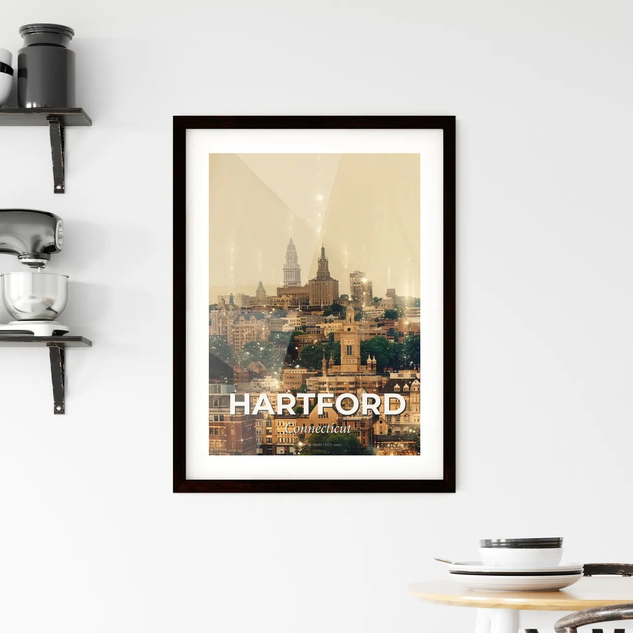 Hartford Cityscape Sparkle Art Poster Framed Print