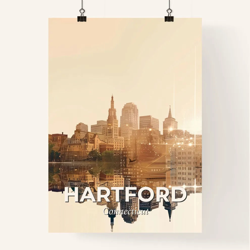 Hartford Skyline Double Exposure Art Poster Poster