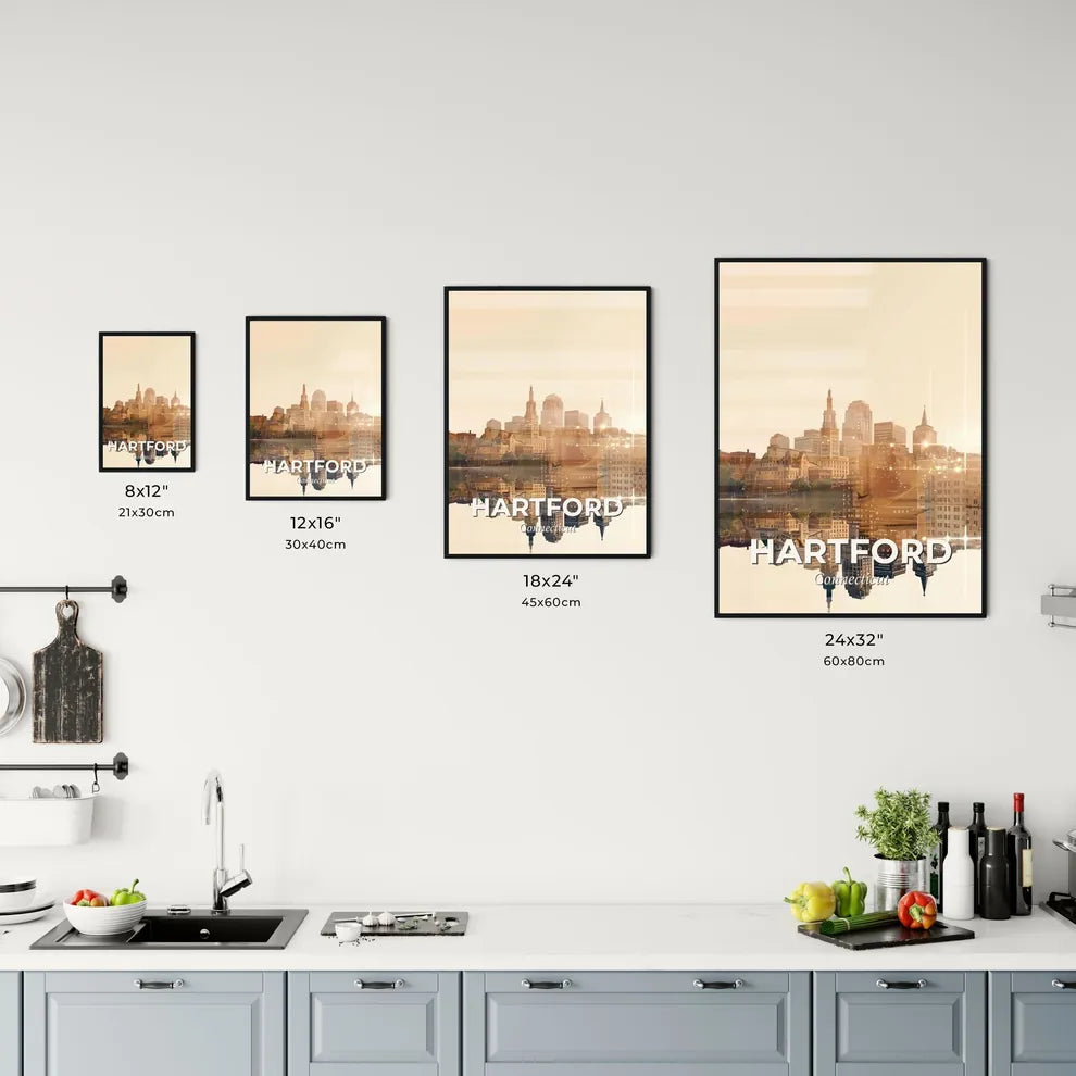 Hartford Skyline Double Exposure Art Poster Office Art