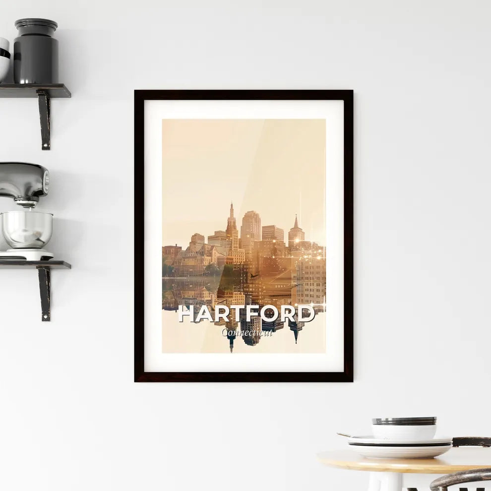 Hartford Skyline Double Exposure Art Poster Framed Print