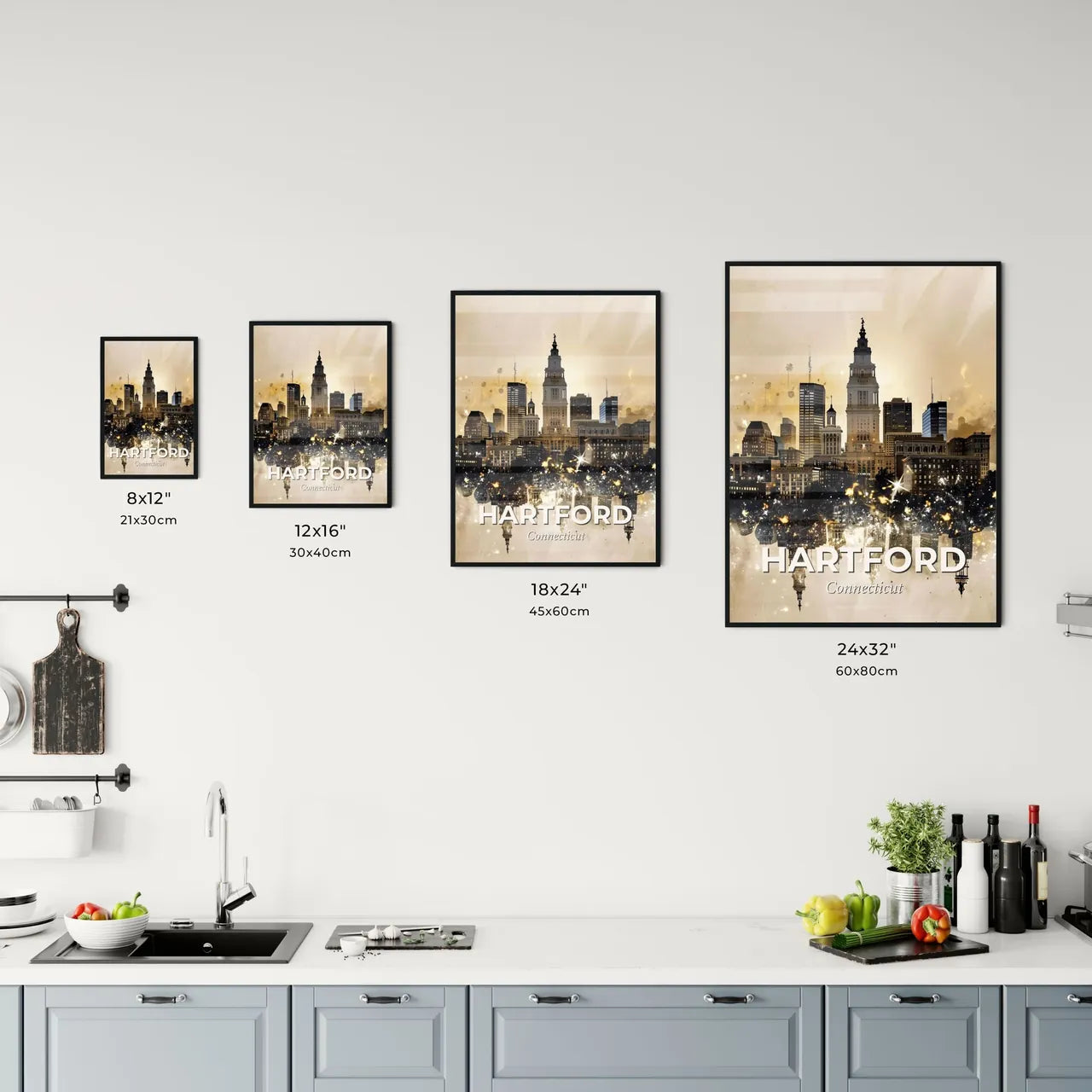 Hartfords Vibrant Skyline Art Canvas Print Office Art