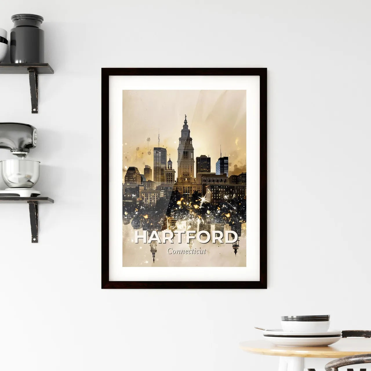 Hartfords Vibrant Skyline Art Canvas Print Framed Print