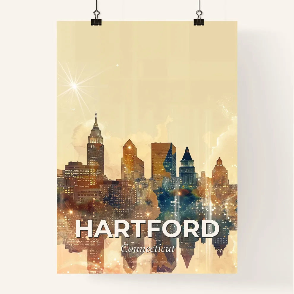 Hartford Cityscape Skyline Art Deco Poster Design Poster