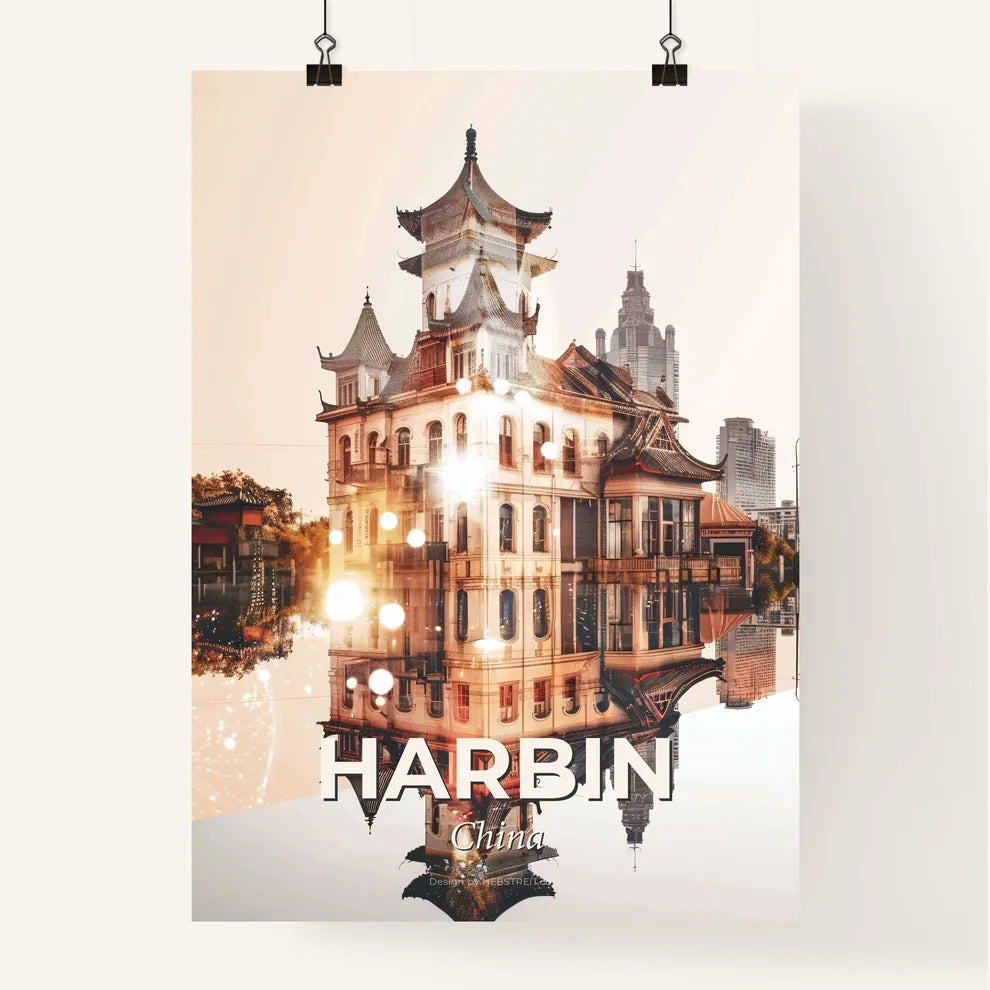 Harbin Icon Composite Skyline Art Decor Poster