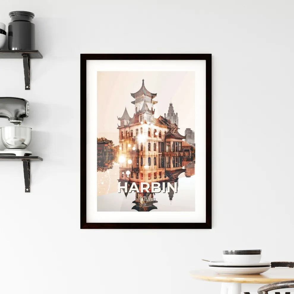 Harbin Icon Composite Skyline Art Decor Framed Print