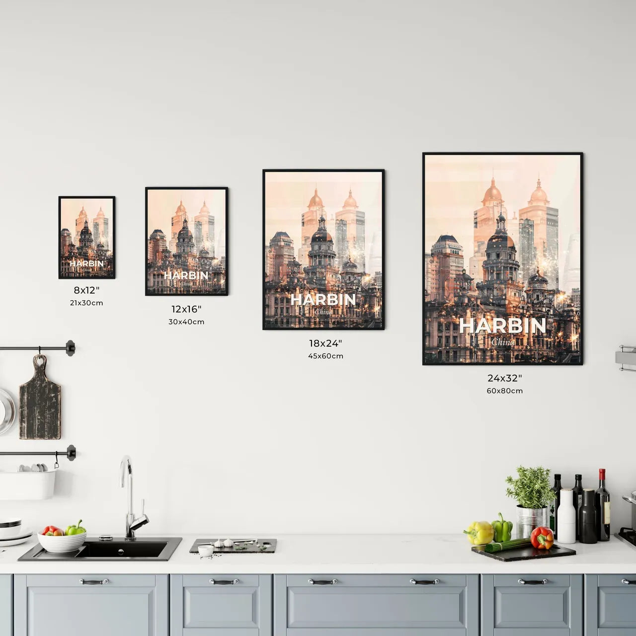 Harbin Double Exposure Art Skyline Poster Office Art