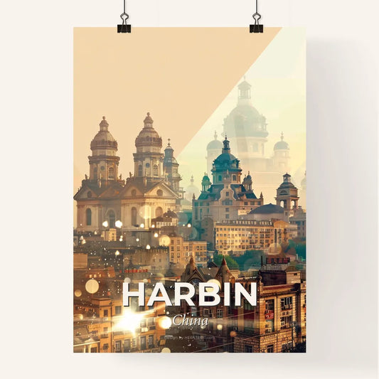 Harbin City Night Glow Cityscape Poster Poster