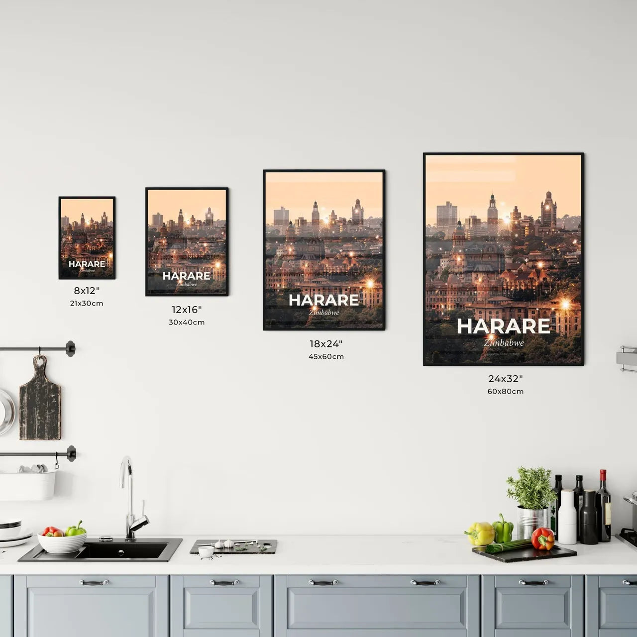 Harare Skyline Architectural Icon Collage Office Art